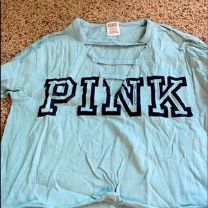 Turquoise PINK long sleeve crop top